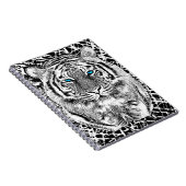 Carnet Graphique de tigre noir et blanc aux yeux bleus (Côté Droit)
