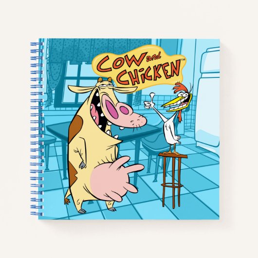 Carnet Graphique souriant de vache et de poulet (Devant)