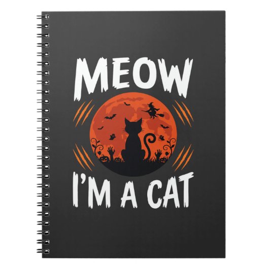 Carnet Graphisme de silhouette de chat de lune drôle d'Ha (Devant)
