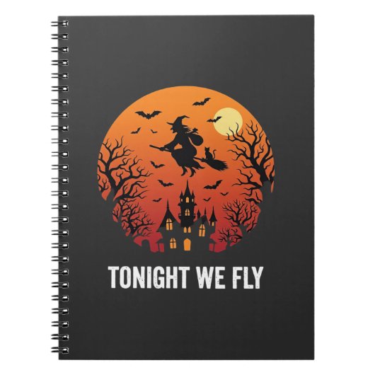 Carnet Graphisme de sorcière d'Halloween volant la nuit_1 (Devant)