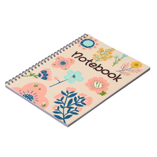 Carnet Graphisme Rose bleu floral Fleurs Design (Côté gauche)