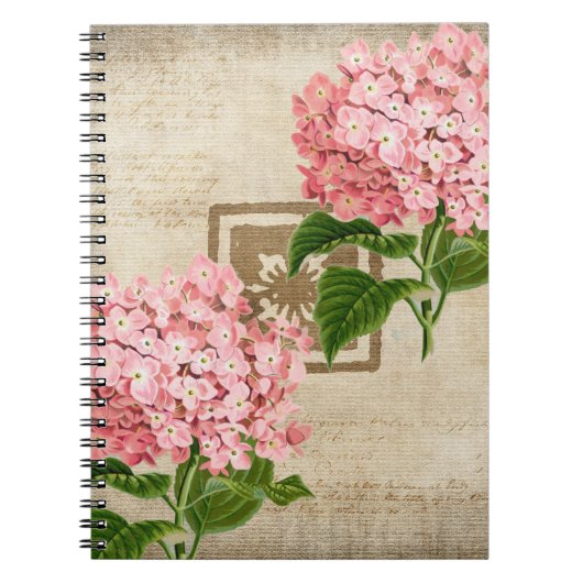 Carnet Grappes d'hortensia rose II (Devant)