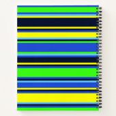 Carnet Gras Bleu, Lime et Jaune rayé (Dos)
