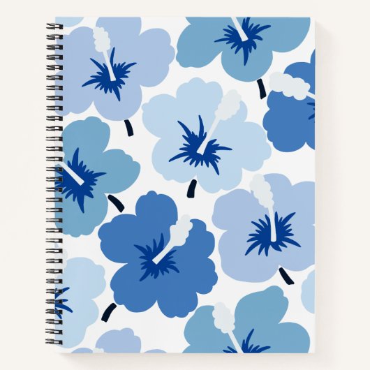 Carnet Gras Fleurs Scribbles Bleu (Devant)
