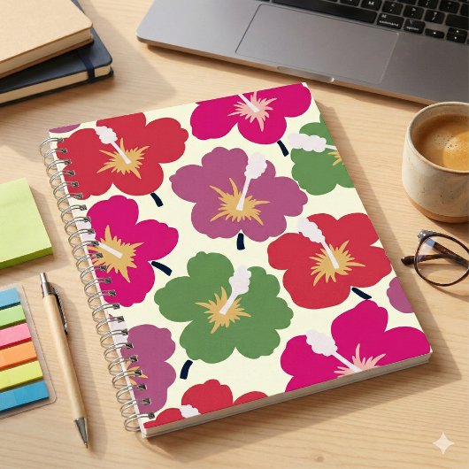 Carnet Gras Fleurs Scribbles Multicolores