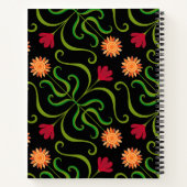 Carnet Gras Floral Damask Sunflower Boho Black Folk Art (Dos)