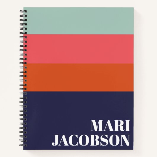 Carnet Gras Marine Bleu et Rouge Rayures Chic Personnalis (Devant)