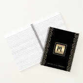 Carnet Gras monogramme noir feuille d'or script moderne l (Intérieur)