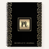 Carnet Gras monogramme noir feuille d'or script moderne l (Devant)