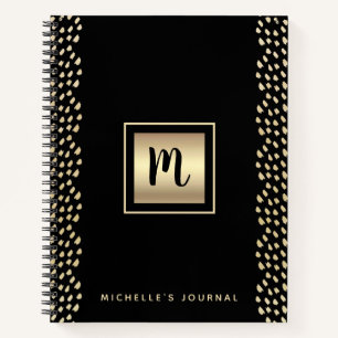Carnet Gras monogramme noir feuille d'or script moderne l