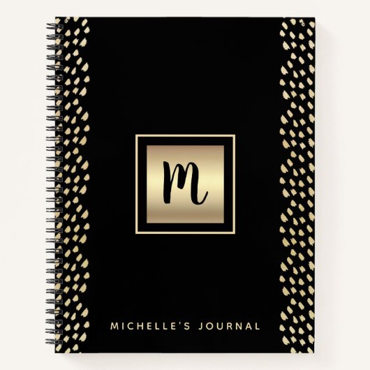 Carnet Gras monogramme noir feuille d'or script moderne l (Devant)