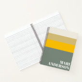 Carnet Gras Sage Green Yellow Stripes Moderne Personnalis (Intérieur)
