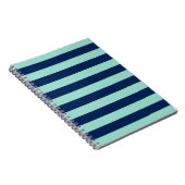 Carnet Gras Seafoam Green et Navy Stripes (Côté Droit)