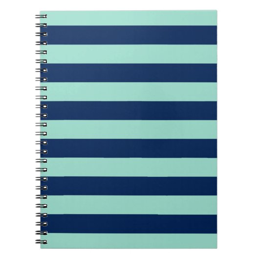 Carnet Gras Seafoam Green et Navy Stripes (Devant)