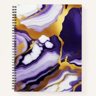 Carnet Gras Trendy violet jaune or faux marbre