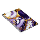 Carnet Gras Trendy violet jaune or faux marbre (Côté Droit)