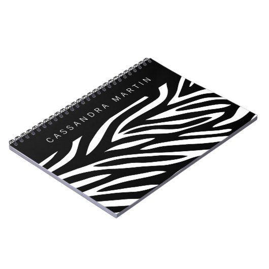 Carnet Gras Zebra Stripes pour Safari Thème avec nom (Côté gauche)