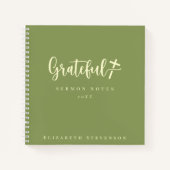 Carnet Grateful Moss Green Cream Script Notes de sermon (Devant)