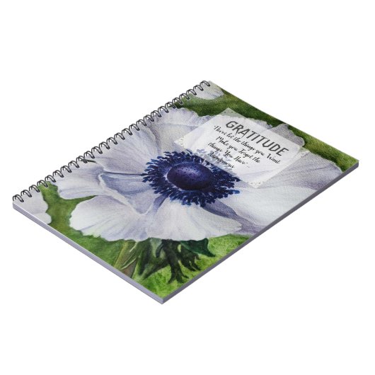 Carnet Gratitude de la fleur d'anémone blanche (Côté gauche)