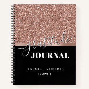 Carnet Gratitude Journaliste Rose Parties scintillant Or 