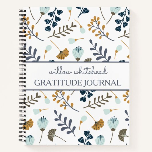 Carnet Gratitude Personnalisé Floral Botanique Blanc (Devant)