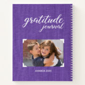 Carnet Gratitude Votre Nom Photo Style Scrapbook Violet (Dos)