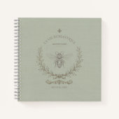Carnet Gravure de abeille vert sauge | Rustique Campagne (Devant)