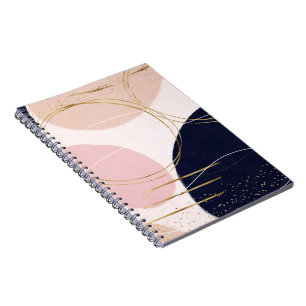 Carnet Gravure et cercles d'or moderne Design rose minima