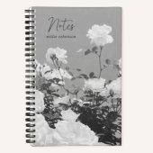 Carnet Gray Roses Floral Garden Custom Spiral Notebook (Recto)