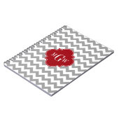 Carnet Gray Wht Chevron Cranberry Quatrefoil 3 monogram (Côté gauche)
