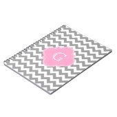 Carnet Gray Wht Chevron Pink Quatrefoil monogram (Côté gauche)