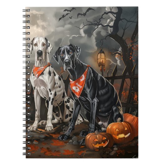 Carnet Great Dane Halloween Éffrayant (Devant)