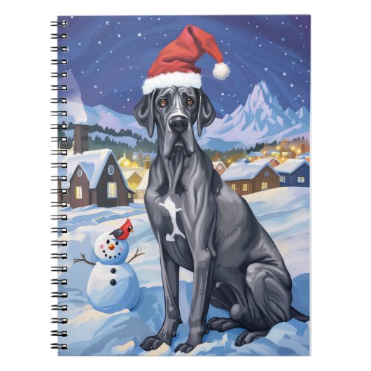 Carnet Great Dane Winter Wonderland Noël Joie (Devant)