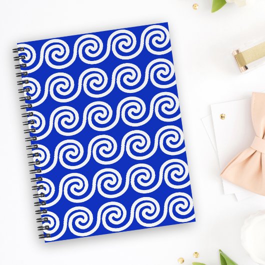 Carnet Grec Meander Key Waves Motif Bleu