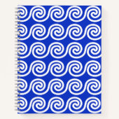 Carnet Grec Meander Key Waves Motif Bleu (Devant)