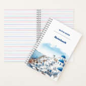 Carnet Grèce Myconos aquarelle | votre nom (À l'intérieur)