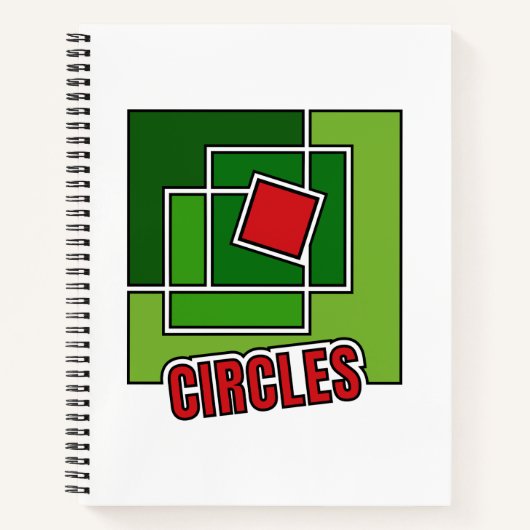 Carnet Green Abstraction with Twisted Red Square (Devant)
