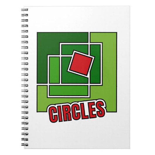 Carnet Green Abstraction with Twisted Red Square (Devant)