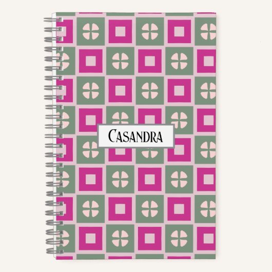 Carnet Green and Magenta Boxed Floral Spiral Notebook (Recto)