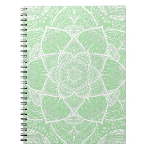 Carnet Green and White Mandala - Loergann in Seafoam