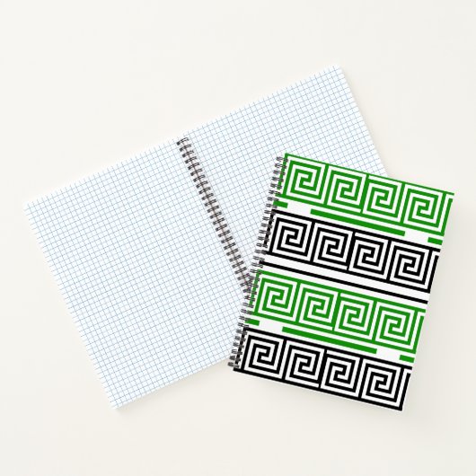 Carnet Green Black White Greek Key Fret Pattern Design (Intérieur)