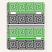 Carnet Green Black White Greek Key Fret Pattern Design (Devant)