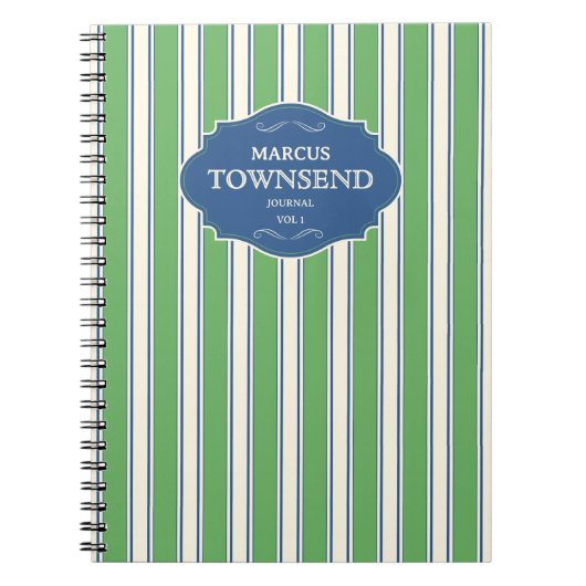 Carnet Green Blue Stripe Custom (Devant)