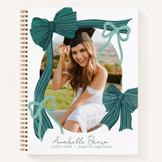 Carnet Green Bows Photo Graduation Guest Book (Devant)