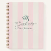 Carnet Green Cap Pink Stripes Bow Graduation Guest Book (Devant)