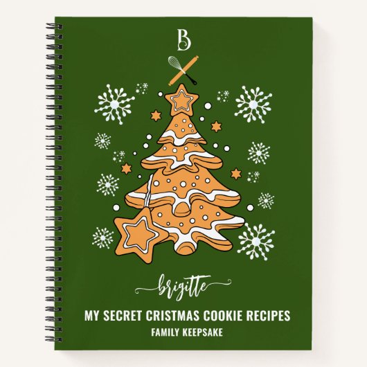 Carnet Green Christmas Tree Cookie Baking Crew Snowflakes (Devant)