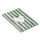 Carnet Green Cream Stripes Heart Bow (Côté Droit)