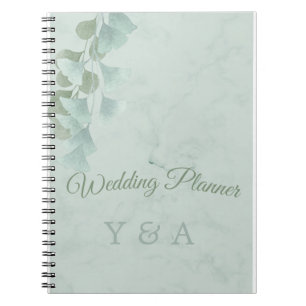 Carnet Green Eucalyptus Folio Moderne Mariage en marbre