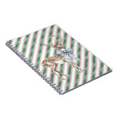 Carnet Green Glitter Stripes Blue White Bow Deer  (Côté Droit)