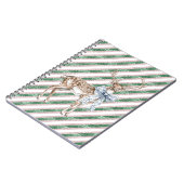 Carnet Green Glitter Stripes Blue White Bow Deer  (Côté gauche)